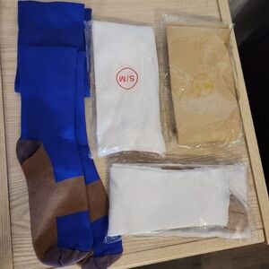 4 Pair Knee High Socks Tan Toes & Heels Cosplay Dress Up or Everyday Wear Sz S/M
